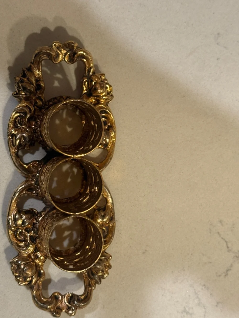 Gold-Tone Lipstick Holder Trio - Elegant Decorative Stand